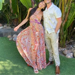 MANGO Paisley Maxi Chiffon Dress